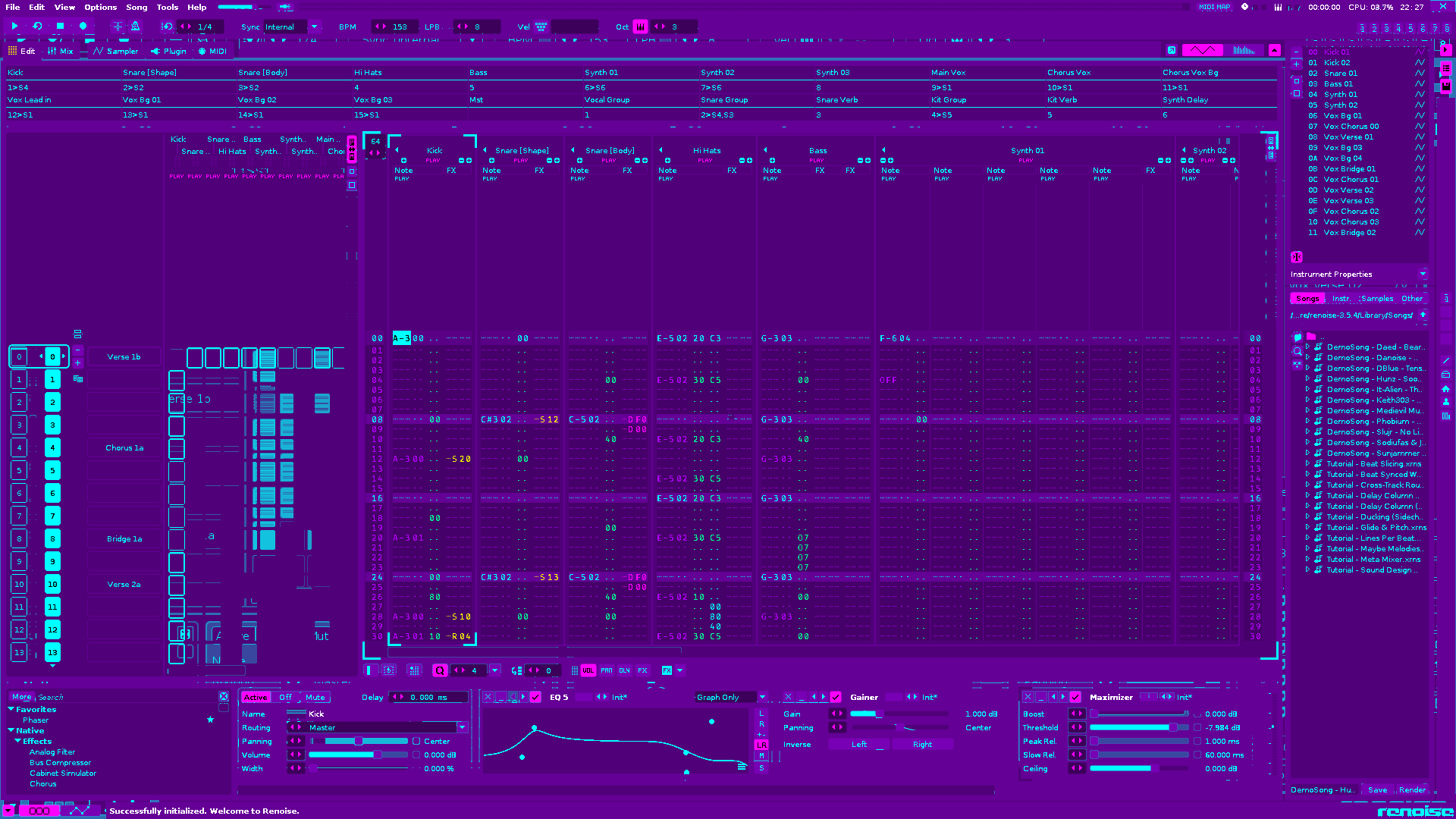 Pattern Editor preview of Synthwave
